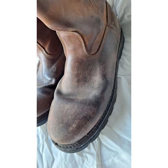 VTG Mens BRAZOS STEEL TOE Waterproof WORK Leather Brown Boots Sz 12 D - Picture 9 of 12
